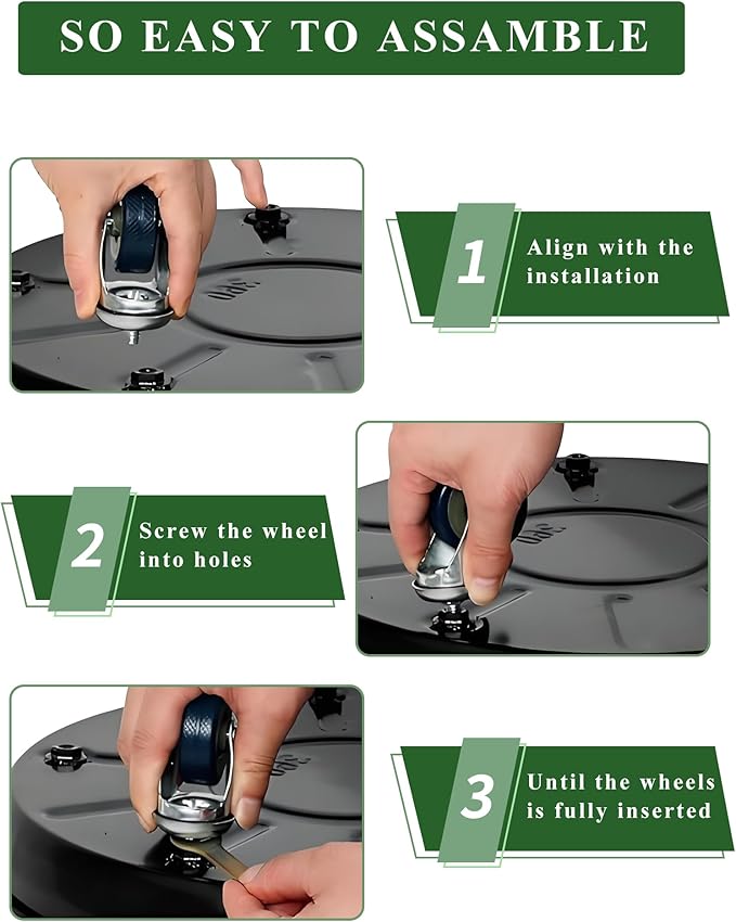 Metal Heavy Duty Plant Caddy Round Flower Pot Mover, 3 Pack Mixed of 14", 16" and 20" Rolling Plant Stand with Wheels, Indoor Outdoor Plant Dolly with Casters Planter Tray, Black