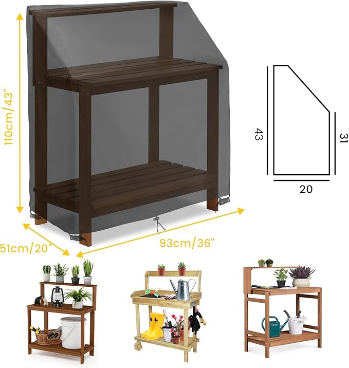 Outdoor Garden Potting Bench Table Cover,Waterproof UV Resistant Garden Potting Bench Table Cover - Protect Your Outdoor Workstation 36" L x 20" W x 43" H