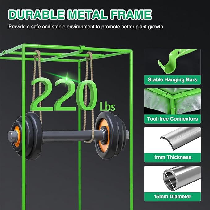 Yesker 4x4 Grow Tent 48"x48"x80" High Reflective Mylar Indoor Growing Tents 600D Oxford Cloth with Observation Window and Removable Floor Tray for Hydroponics Indoor Plants Fruit Flower Veg Growing