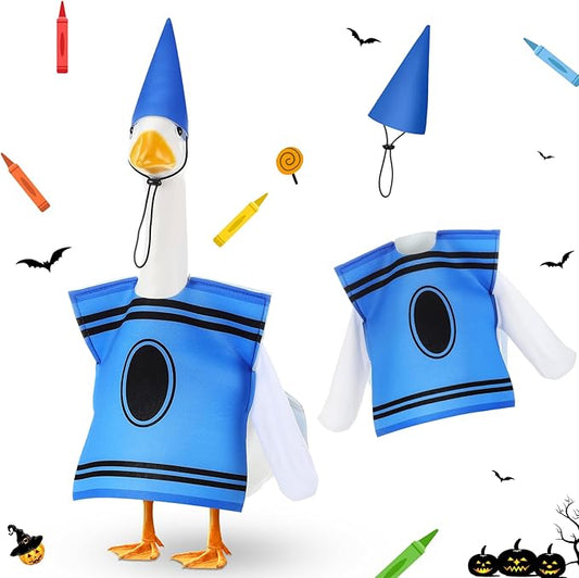 Geyoga Halloween Goose Crayon Costume Porch Goose Outfits 23" Fall Geese Clothes Classroom Lawn School Garden Patio Yard Outdoor Decorations(Blue,Crayon)