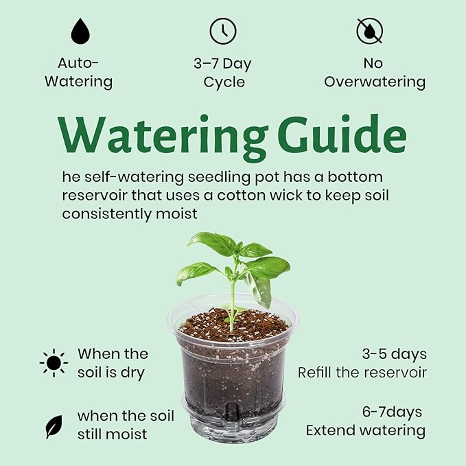 20 Packs 5 Inch Clear Plant Pots, Plastic Self Watering Planters with Drainage Holes, Deep Reservoir, Transparent Nursery Pots