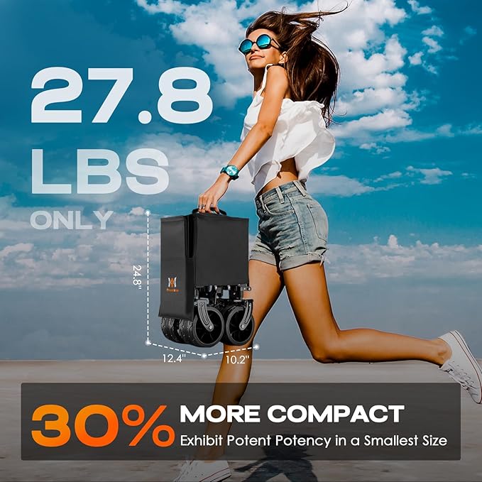 Navatiee 300L Extra Large Collapsible Wagon Cart Foldable, 48''L Extended Heavy Duty Folding Beach Wagon with 440LBS Weight Capacity and Big Wheels, Utility Garden Cart for Sports Camping