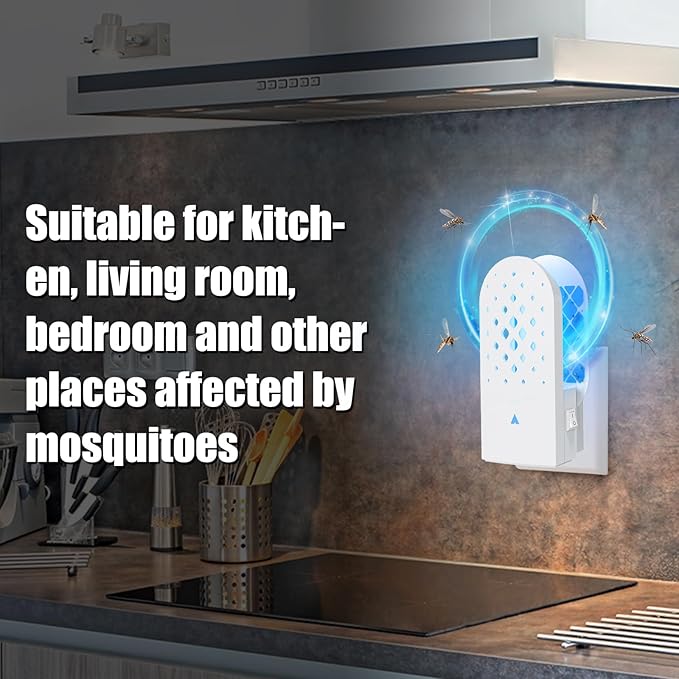 Indoor Fly Trap Plug-in, Extra UV Tube + 5 Refills Indoor Bug Zapper for Gnat, Mosquitoes, Moth, Flying Insect Trap with 365nm UV Light & Safety Switch, Child & Pet Safe Bedroom, Kitchen, Plantings