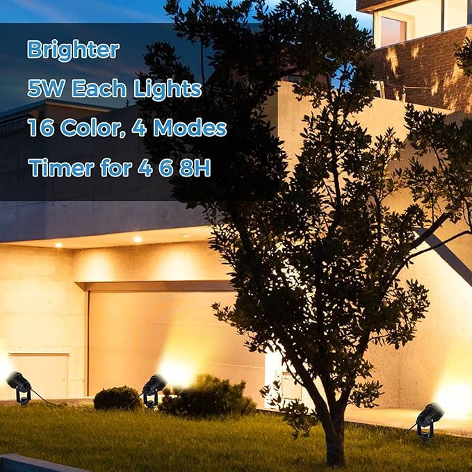 Halloween Spotlights Outdoor Color Changing Yard Spot Lights 10W Timer Waterproof Memory Dimmable Remote Control with Spiked Stand for Lawn Garden Porch Landscape Pathway, 2 in Set
