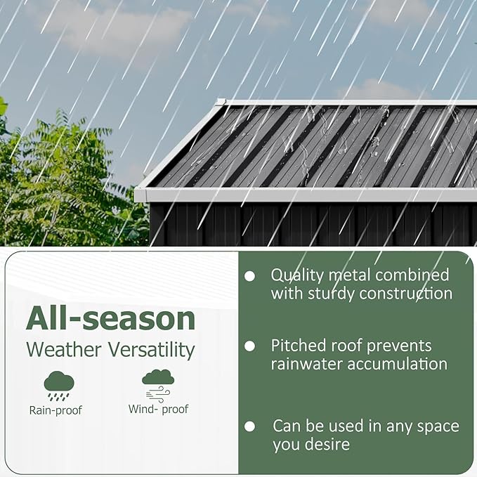 WKM 5X3 FT Outdoor Storage Shed, Utility Metal Tool Storage with Lockable Doors and Updated Frame Structure, Metal Garden Shed for Backyard, Patio Lawn, Black