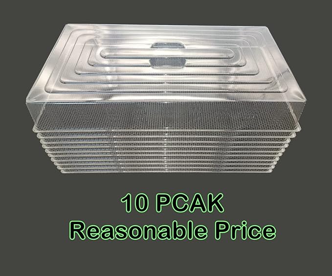 10 Pcs Humidity Dome, Plastic Clear Seed Starter Dome 1020 Tray Covers Humidifying and Insulating for Greenhouse Germination and Garden Growing (21.5"×11.5", 3.15" Height, 10-Pack)