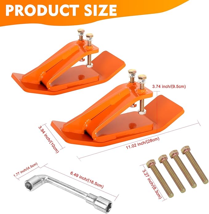 Tractor Bucket Protector, EBESTTECH 2 PCS Bucket Edge Anti-Skid Device Ski Edge Protector Double Hexagon Lock Nuts and Bolts,for Snow Leaves Removal Spreading Gravel,Orange
