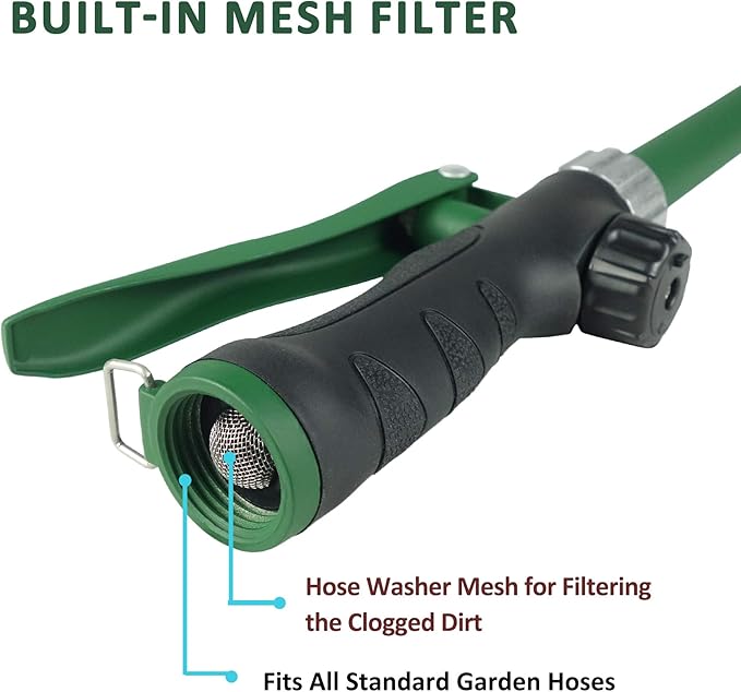 24 Inch Watering Wand With Rotating Head - Heavy Duty Ergonomic Sprayer With Trigger, Adjustable Spray Garden Hose Nozzles, Hanging Basket Wand With Flow Control, No Assembly Required