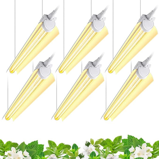 Barrina T8 Plant Light, 144W(6 x 24W), 800W Equivalent, 2FT Super Bright, Full Spectrum, led Grow Light, Integrated Growing Lamp Fixture, for Indoor Plants, 6-Pack