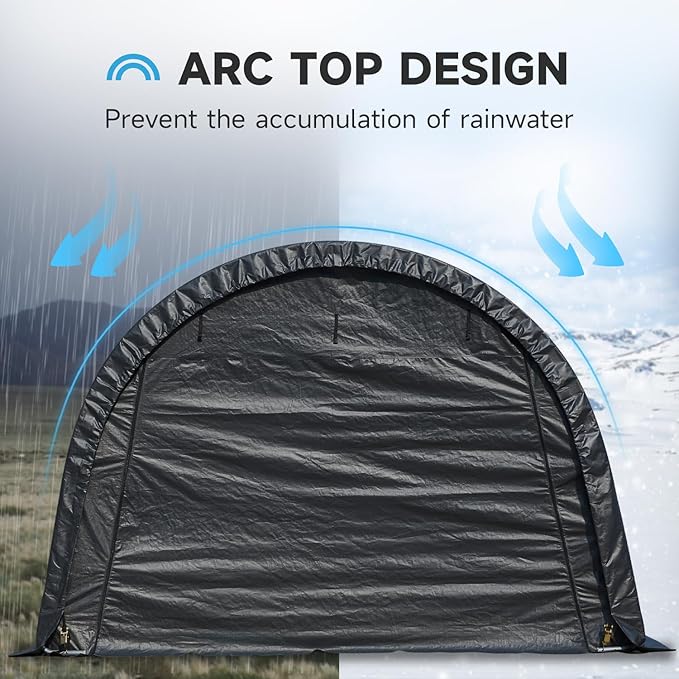 MELLCOM 12 x 24 FT Heavy Duty Carport, Portable Garage with All-Steel Metal Frame and Round Style Roof, Anti-Snow Car Canopy Outdoor Storage Shelter for Car, Truck, Boat