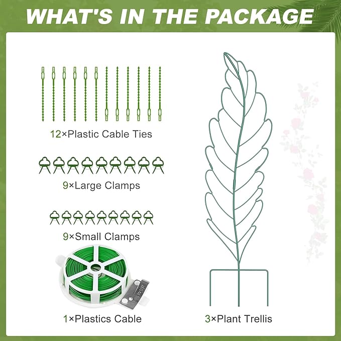 3 Pack 59x16in Metal Garden Trellis for Climbing Plants, Large Trellis for Climbing Plants Outdoor, Roses, Vegetables Vines Flowers Support, Large Decorative Outdoor Trellis
