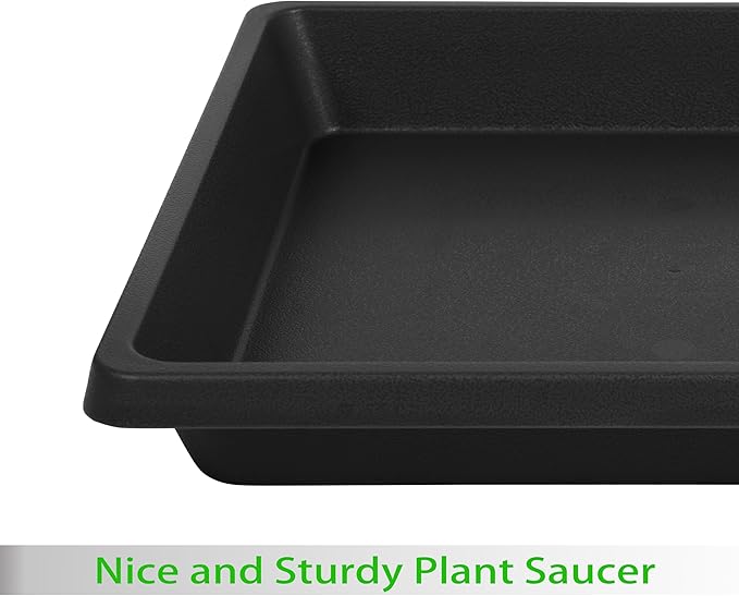 16 Inch Square Plant Saucer 4 Pack, Plant Saucers for Indoors, Large Heavy Duty Plastic Flower Plant Trays for Pots, Under Plant Water Catcher Tray for Potted Plants Outdoors Planter Water Tray