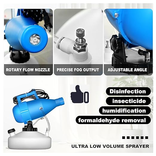 4.5L(1.2Gallon) Portable Electric ULV Fogger Sprayer, 26-32ft Spraying Distance Atomizer Mist Rate 150-260ml/min Cold Fogger Machine, for Home,Hotel,Church,School,Lawn,Yard,Garden