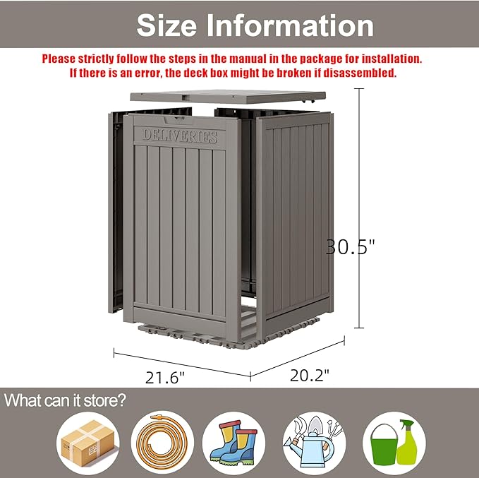 Package Delivery Box for Outside, 48 Gallon Storage with Lockable Secure, Large Resin Outdoor Package Drop Container