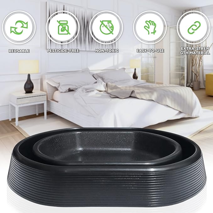 Bed Bug Interceptors | Bed Bug Interceptor Traps | Bed Bug Trap | Insect Trap, Monitor, and Detector for Bed Legs (Black-8 pcs)