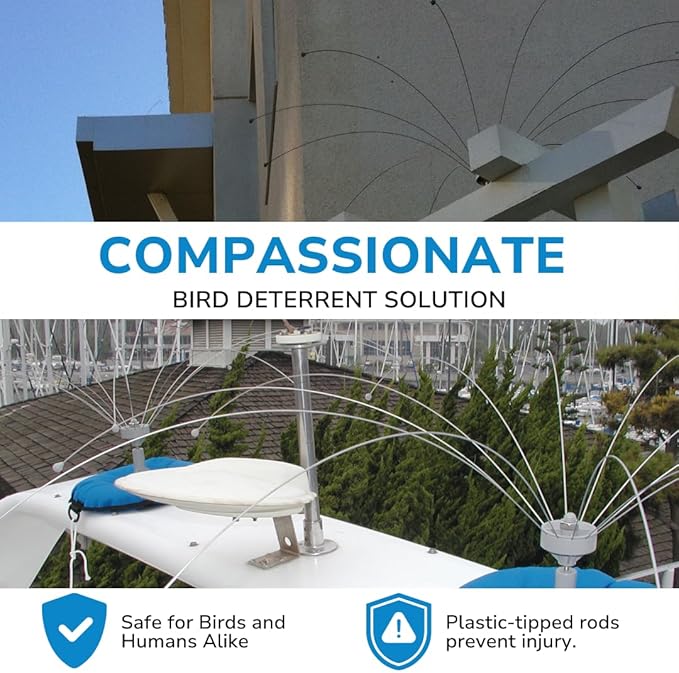 Bird Barrier Daddi Long Legs - 4 Ft | Scare Birds Away with Innovative Bird Spider Design | Bird Deterrent for Outside | Easy Installation on Roofs, Boats & HVAC Units | Durable Stainless Steel/Delrin