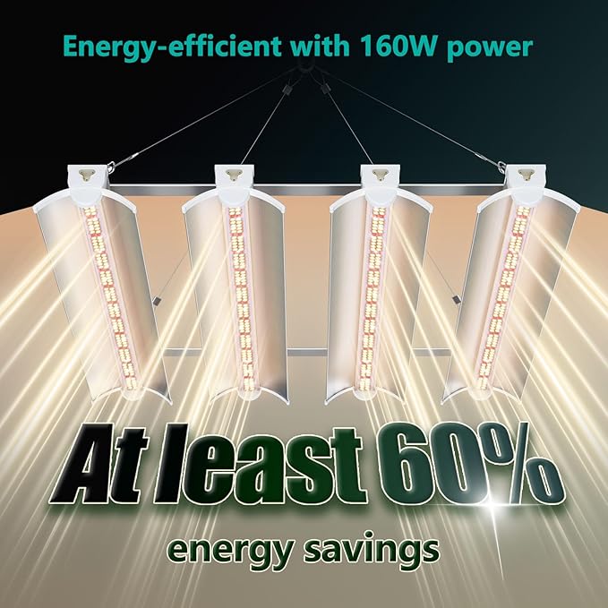 JESLED T8 1.4FT/16inch 160W Full Spectrum Plant Growing Lights with Timing Function, Plug in Suspended Fixture for Greenhouse Cultivation, 2x2/3x3ft Grow Tent Room, Laboratory Plant Cultivation