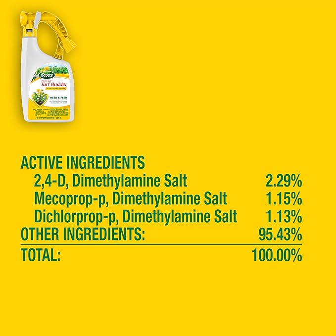 Scotts Liquid Turf Builder 2 Step Lawn-Care with Plus 2 Weed Control and Food, Liquid-Weed and Feed and Fertilizer, 32 oz.