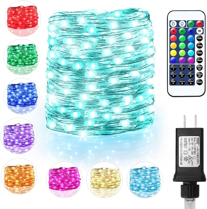 OMIKA Fairy Lights Plug in, 16 Color Changing, 40ft 120 LED Twinkle Lights with Remote Timer, 132 Modes Firefly Decorative Lighting for Bedroom Wedding Christmas Tree Halloween Décor