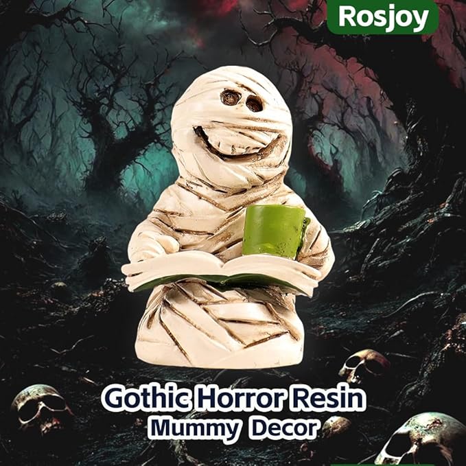 Halloween Miniature Mummy Desk Figurine,Gothic Horror Resin Mummy Decor,for Bookshelf Decor,Desk Trinkets,Collectible,Party Gifts