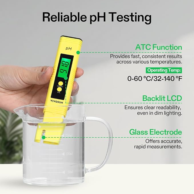 VIVOSUN Digital PH Meter, 3-in-1TDS EC and Temperature Meter, Plant Soil MoistureTester Combo for Home, Garden and Hydroponics
