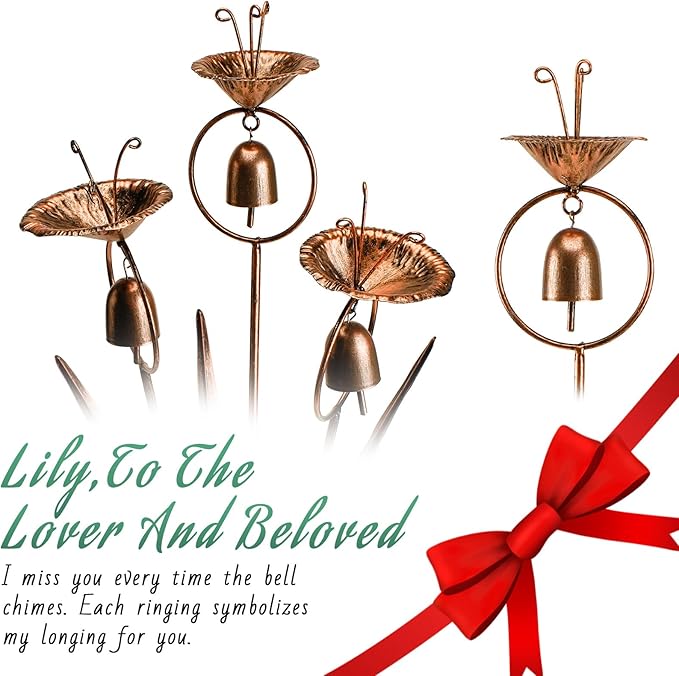 Gardens Metal Calla Lily Flowers with Bells for Outside Yard Art Metal Lilies Bronze