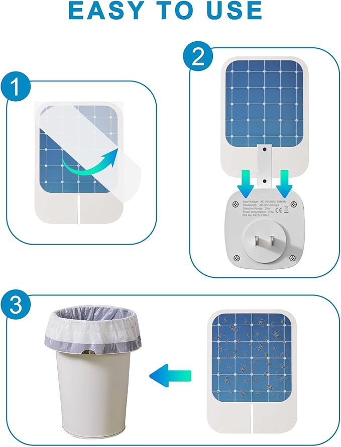 20 Pack Refill Glue Boards for VF01 Flying Insect Trap Plug-in, Replacement Sticky Glue Cards for Fly Trap Indoors