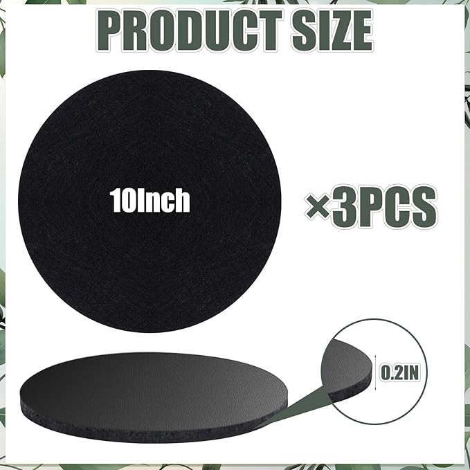 Plant Coaster Mat Reversible(Fabric/Leather),3Pcs Plant Coasters for House Plants Indoor & Outdoor,Household Products Absorbent/Waterproof(10inch)
