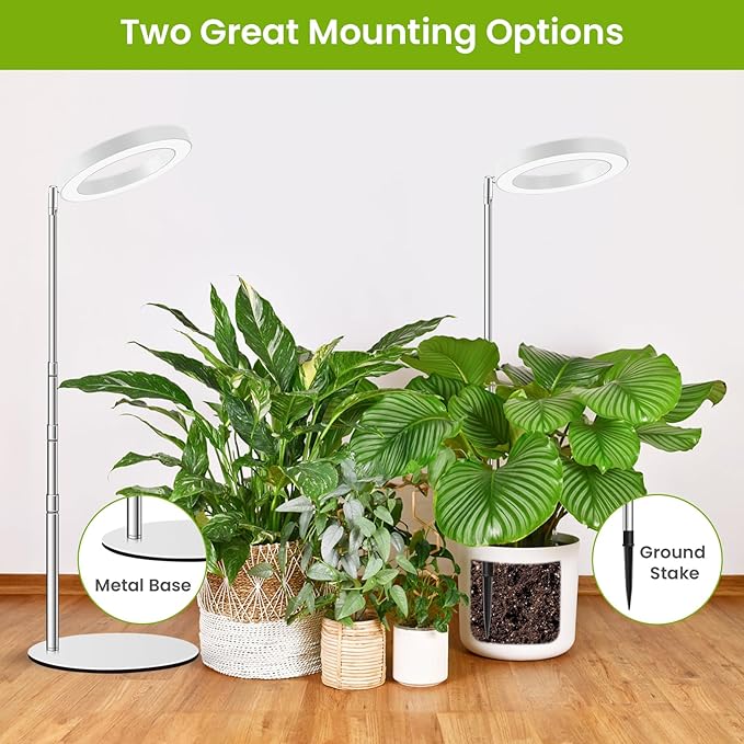 Grow Lights for Indoor Plants, 80 LEDs Full Spectrum Plant Lights for Indoor Growing with 2 Mounting Options, 6/12/16H Timer, 3 Spectrum Modes, 9.8"-37" Height Adjustable Grow Lamp, 2 Pack
