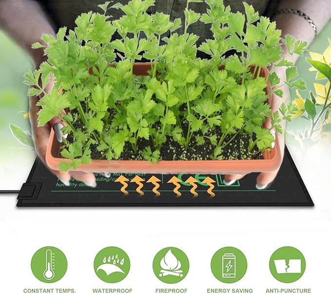 Seedling Heat Mat with Thermostat 40-108 Degrees Fahrenheit Warming Pad, Warm Hydroponic Heating Pad with Controller for Germination, 10" x 20.75" UL & MET-Certified