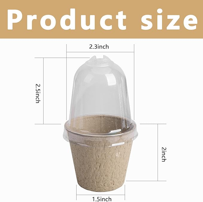 EBaokuup 20pcs Biodegradable Plant Nursery Pots with Humidity Dome, 2.3" Seed Starter Pots for Seedlings, Vegetables