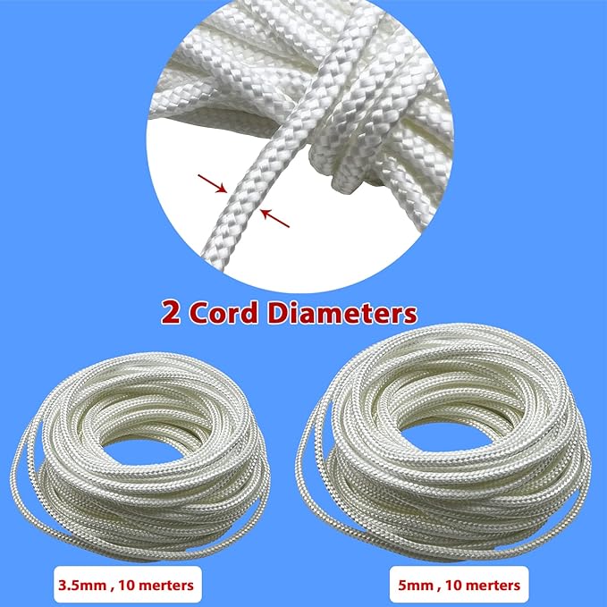 Recoil Starter Rope 6.0mm 10 Meters Gas Engine Pull Starter Replacement Recoil Pull Cord for Lawnmower Chainsaw Generator