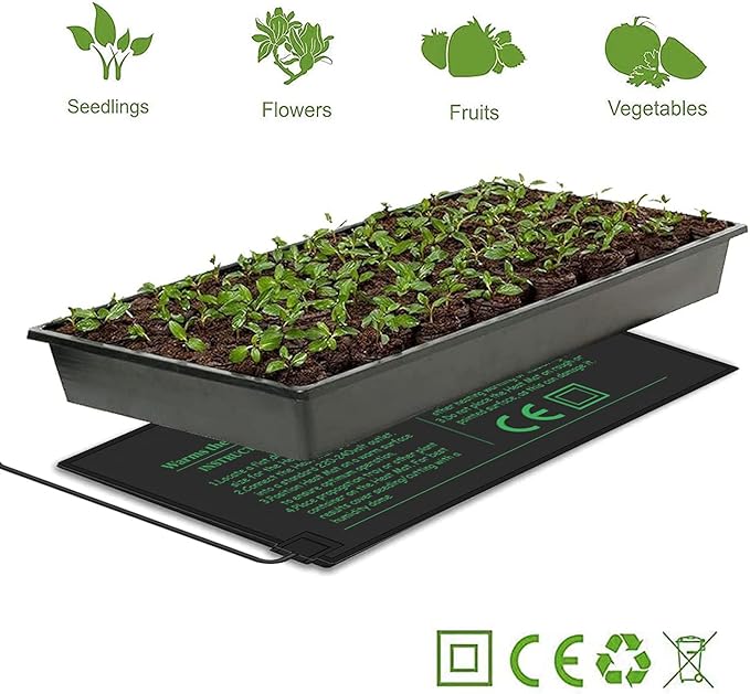 Seedling Heat Mat with Thermostat 40-108 Degrees Fahrenheit Warming Pad, Warm Hydroponic Heating Pad with Controller for Germination, 10" x 20.75" UL & MET-Certified