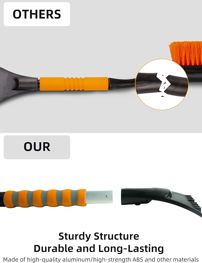 Snow Brush with Ice Scrapers for Car, Detachable & Telescopic Snow Brush and Ice Scraper for Car Windshield Window,Winter Car Accessories with Ergonomic Foam Grip