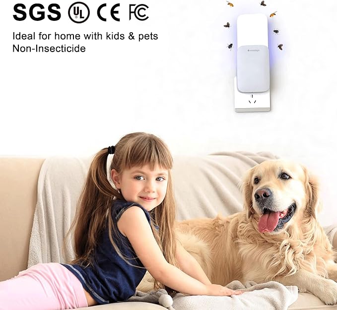 Mosalogic Fly Insect Trap Plug-in Fruit Flies Killer Gnat Trapper Moth Catcher Fly Trapper UV Attractant Catcher for 400 Sq Ft of Protection Sky Blue-1PACK