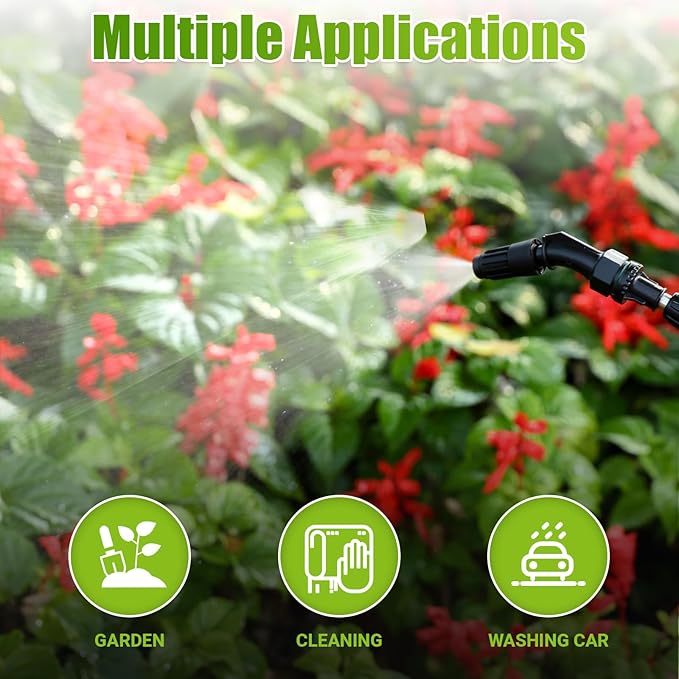 Battery Powered Sprayer 3.2 Gallon,Powerful Electric Sprayer with 5 Mist Nozzles,Rechargeable Handle, 41 in Retractable Wand,Adjustable Shoulder Strap,for Lawn, Garden, Cleaning