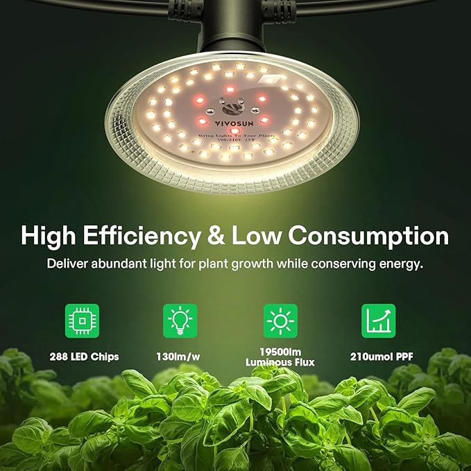 VIVOSUN Outdoor LED Grow Lights, Waterproof String Grow Light, Full Spectrum Plant Growing Lights with 22Ft Adjustable Cord for Seedling, Veg, Flower in Greenhouse, Garden, Backyard, Farm (6-Light)