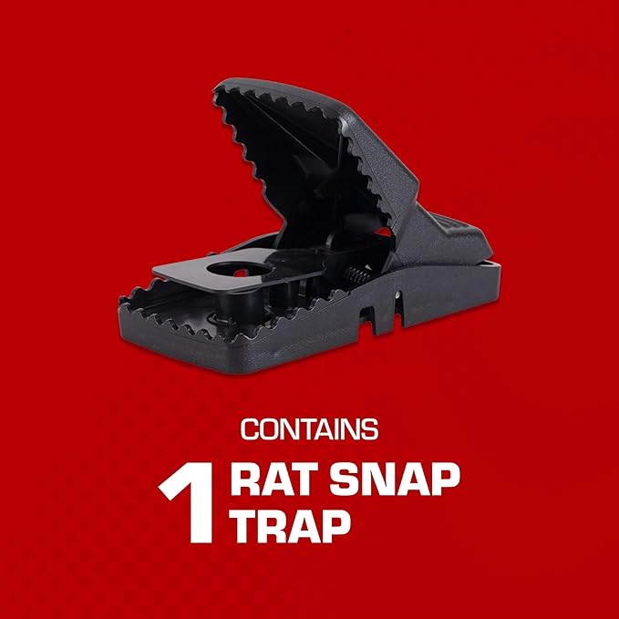 Tomcat Rat Snap Trap, 1 Rat Size Trap - Reusable - Effectively Kill Rats - Ideal for Home and Farm Use
