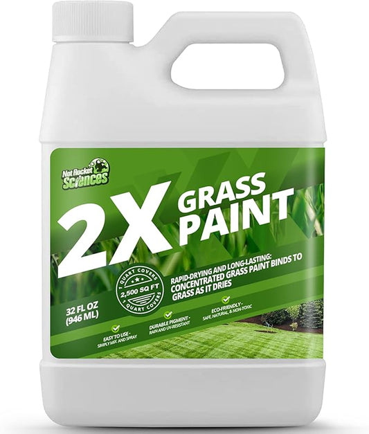 32oz 2X Green Grass Paint for Lawn, Ideal Turf Paint & Green Lawn Spray to Renew Discolored Lawns, Concentrated Grass Dye, Premium Colorant for Vibrant and Lush Greener Lawns
