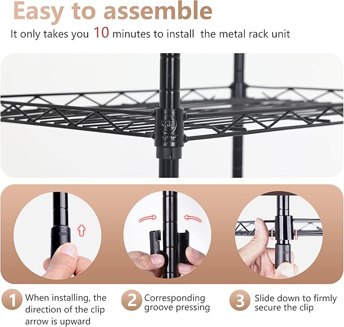 FDW 6 Tier Wire Shelving Units Adjustable Metal Storage Rack 23L x 13W x 59H NSF Pantry Shelves Kitchen Organization Shelf for Kitchen Garage Small Places Commercial,Black