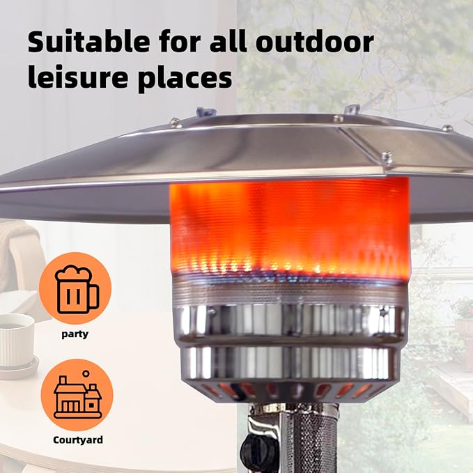 Afterglow 48,000 BTU Outdoor Patio Heater, Terrafab Material Base w Internal Gas Tank, Light Brown