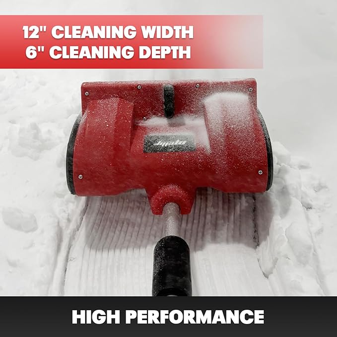 Mellif Brushless Snow Shovel Compatible with Milwaukee 18v Battery - Tool Only, 12in. Clear Width, 6in. Depth, 17ft. Throw Distance, Heavy-Duty, Cordless with Adjustable Chute, Weather-Resistant (Red)