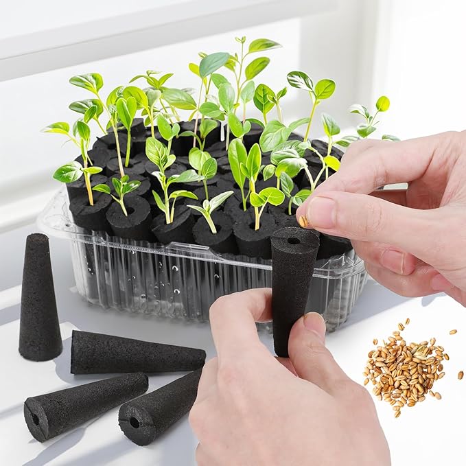 100 pcs Grow Sponges for Hydroponics Compatible with AeroGarden, Hydroponics Growing System Pods, General Hydroponics Rapid Rooter, Starter Plug for Seeds or Cuttings