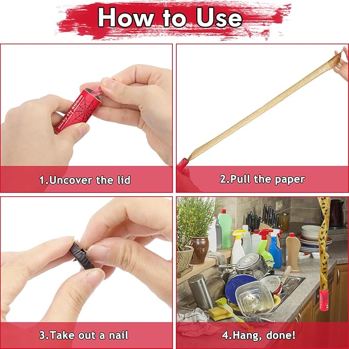 Stingmon 40 Pack Fly Trap, Fruit Fly Traps Indoor for Home, Fly Traps Outdoor Hanging, Flying Insect Trap, Fly Strips Tape Paper Ribbon, Gnat Traps for Bug, Insect, Pest, Mosquito, Red