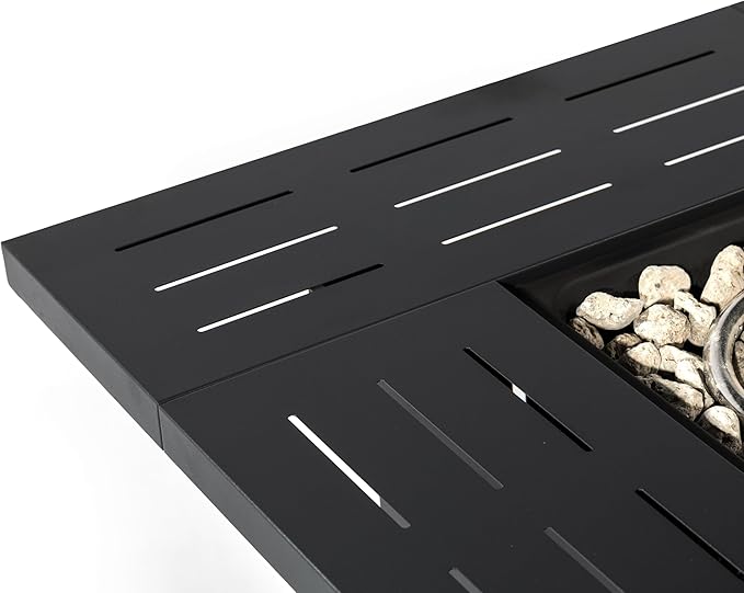 34'' Propane Fire Pit Table, 50,000 BTU Detachable Tabletop Fire Table with Steel Lid, Laval Rocks, Deck Safe Fire Pit, Gas Fire Pits for Outside Patio