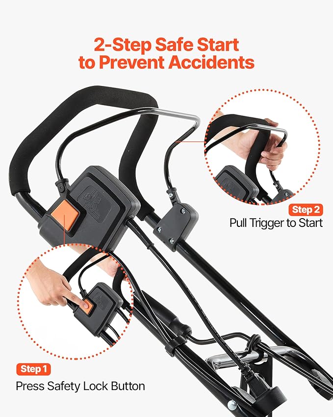 VEVOR Electric Snow Blower, 20 inch 15A Corded Snow Thrower with Dual LED Headlights & 180° Rotating Chute, 25FT Throwing Distance, 12" Depth Clearing, Walk-Behind Snowblower for Driveway Sidewalk