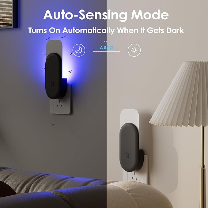 Fly Trap Indoor, 3 in 1 Plug-in Fruit Fly Trap,2 Trap Black and 10 Glue Cards, Fruit Fly Traps for Indoors, Flying Insect Trap for Gnat, Moth, Mosquito, Suitable for Every Part of The Home