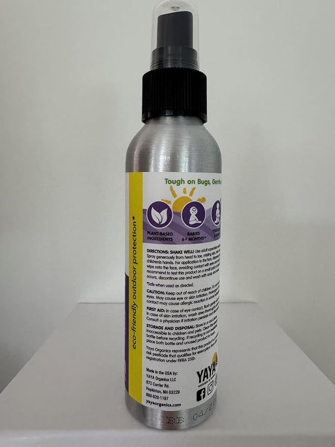 YAYA ORGANICS Baby Bug BAN – All-Natural, Proven Effective Repellent for Babies, Children and Sensitive Skin (4 Ounce Spray)