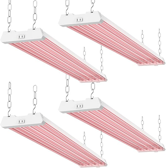 Sunco Grow Lights for Indoor Plants LED, 4FT Grow Light for Greenhouse, 80W, Full Spectrum, Integrated Suspended Fixture, Linkable, Plug in, for Seedlings, Vegetables, Flowers 4 Pack