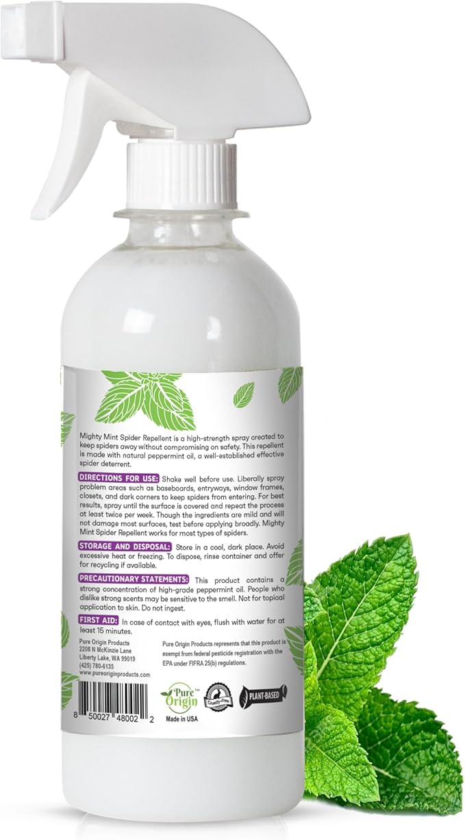Mighty Mint 8oz Spider Repellent Peppermint Oil - Natural Spray for Spiders, Insects and More - (2-Pack)